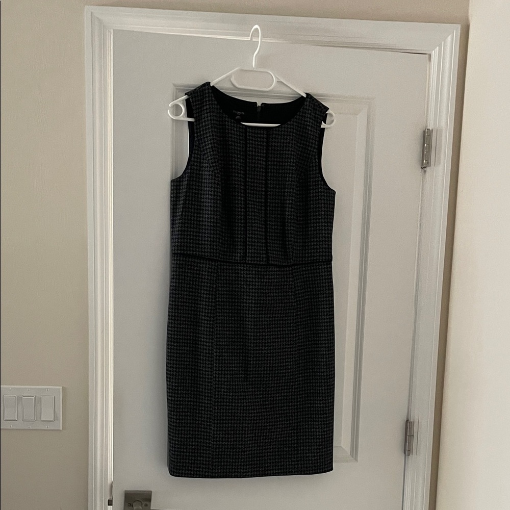 NEW Talbots Sleeveless Sheath Dress - Black and Gray Houndstooth
